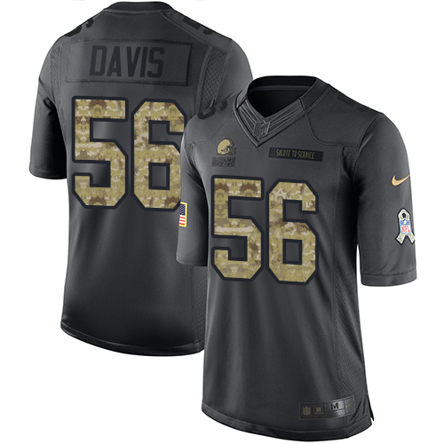 Men's Limited DeMario Davis Nike Jersey Black - #56 2016 Salute to Service NFL Cleveland Browns